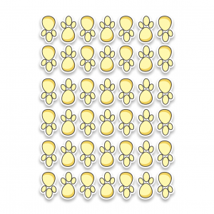 ADESIVO PEGADA PATINHA DE COELHO Adesivo Vinilico com Impressão Digital em Alta Resolução 4,0x2,5cm 4x0   Kit com 84 pegadas - Amarelo